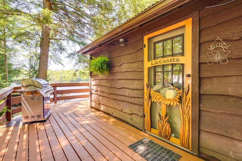 The hand-carved LaCasita front door and deck grill
